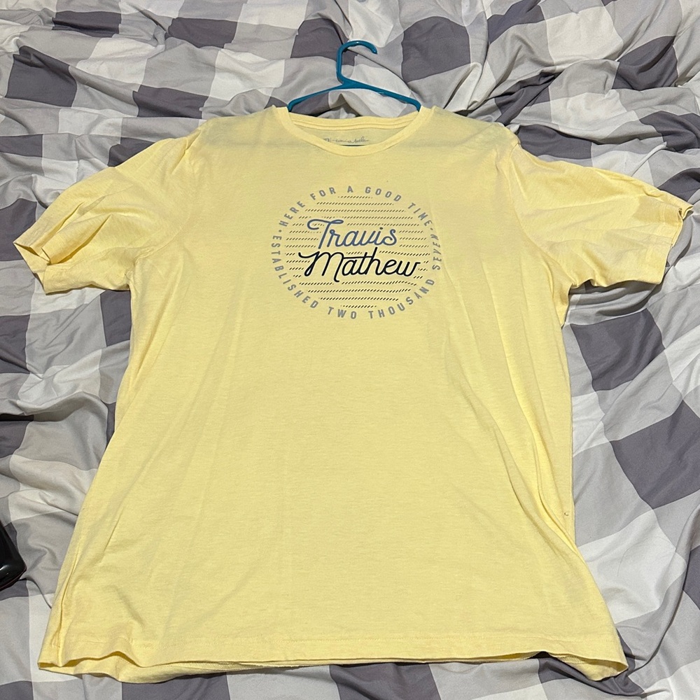 Travis Mathew Soft Yellow Tee with Logo